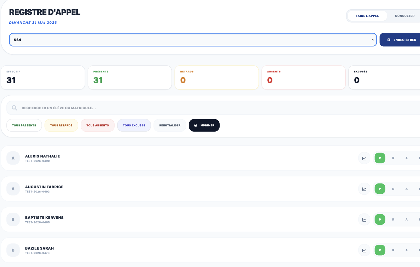 Appel et suivi des présences dans ixiskool